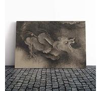 Zhang Zeduan Oriental Nine Dragons Canvas Print | Gallery Wrapped 30mm Frame Wall Art | 20x14 inches | Ready to Hang | Modern Animal Picture | Living Room Bedroom Lounge Office