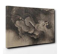 Zhang Zeduan Oriental Nine Dragons Canvas Print | Gallery Wrapped 30mm Frame Wall Art | 30x20 inches | Ready to Hang | Modern Animal Picture | Living Room Bedroom Lounge Office