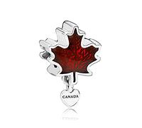 ZHANGCHEN 925 Sterling Silver Bead Red Maple Leaf Canada Dangle Charm Fit Fashion Women Pandora Bracelet Bangle Gift DIY Jewelry