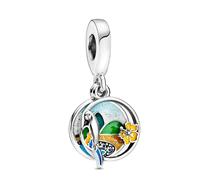 ZHANGCHEN 925 Sterling Silver Brazil Beach Parrot Dangle Beads & Charms Original Pandora Bracelets Women DIY Jewelry