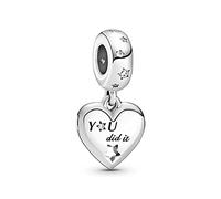 ZHANGCHEN 925 Sterling Silver Congratulations Heart & Stars Dangle Charm Fit For Pandora Bracelet Necklace Silver 925 Jewelry