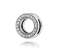 ZHANGCHEN 925 Sterling Silver Reflections Circle Pavé Clip Charms, fit Reflections Bracelet Gift for DIY JEWELERY