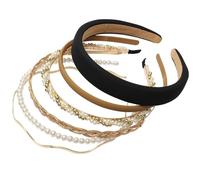Zhangfang 6 Different Designs for Women Headbands Golden Metal Headband, Cute Pearl Hair Band for Girls, Spiral Headband