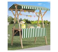 ZHANGGL Heavy Duty Foldable Food Cart with Awning & Tablecloth - Commercial Display Stand for Farmers Market, Street Stall, Food Truck - Green, Blue, Yellow - Perfect for Busines