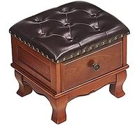 ZHANGGL Leather Ottoman With Storage,Solid Wood Storage Ottoman Footstool With Drawer,Small Foot Rest Cube Ottoman,E-Buttons,35X30X30Cm,D,buttons,35x30x30cm