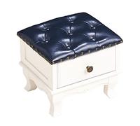 ZHANGGL Leather With Storage,Solid Wood Storage Footstool With Drawer,Small Foot Rest Cube,Vintage For Living Room Bedroom Entryway-I 35X30X30Cm,J,buttons,35x30x30cm