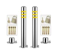 ZHANGGL Parking Barrier Heavy Duty Parking Bollards Lockable Barrier,2 Pack Security Posts for Driveways,Stainless Steel Parking Barrier Easy Installation (76×750mm)