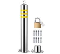 ZHANGGL Parking Bollard Car Parking Space Lock Bollard Removable Parking Safety Bollards Stainless Steel Traffic Barrier Post for Private Parking Street,Silver-800x76mm