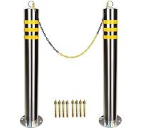 ZHANGGL Parking Guardrails Security Parking Bollard Post 2PCS Parking Barrier with Chain Stainless Steel Driveway Barrier，76x650mm