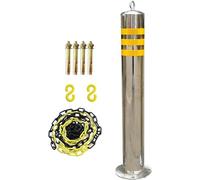 ZHANGGL Parking Guardrails Security Parking Bollard Post Parking Posts for Driveways Reflective Parking Bollards for Driveway Stainless Steel Traffic Cones，Silver-650x89mm/25.5x3