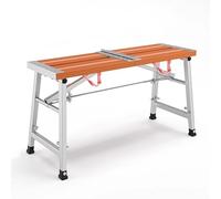 ZHANGGL Portable Folding Scaffolding Platform for Uneven Ground, Adjustable Ladder Scaffold with Leveling Feet, Ideal for Hedge Cutting, 180x27cm (Orange)