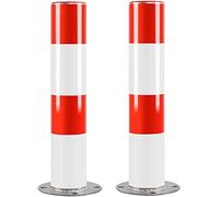 ZHANGGL Safety Bollard Post Driveway Barrier 2pcs Steel Pipe Galvanized Safety Bollard Post, Red and White Reflective Tape Parking Post Bollards, Prevent Rust,for Traffic-Sensiti