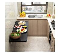 ZHANGGL Wall Mounted Folding Table Black Wooden Fold Down Desk with Metal Support Space Saving Pull Down Wall Table Easy to Install 120cm x 40cm Stable Design