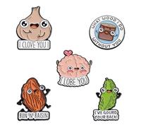 zhanghaoran 5Pcs Cartoon Vegetables Enamel Pins Funny Garlic I Clove You I Brooches Plant Pin Backpack Lapel Badges Clothing Bags DIY Jewelry Gift, Yellow