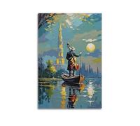 ZHANGJIENAN Cello Player in Boat Wall Art, Musical Decor for Living Room And Home Office Artistic Wall Mural Modern Hanging Decor Poster16x24inch(40x60cm)