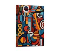 ZHANGJIENAN Colorful Geometric Abstract Wall Art, Contemporary Decor for Living Room And Studio Artistic Wall Mural Modern Hanging Decor Poster12x18inch(30x45cm)