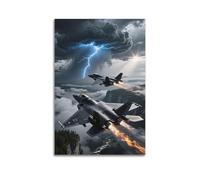 ZHANGJIENAN Fighter Jets in Storm Illustration Wall Art, Dynamic Aviation Decor for Living Room And Study Artistic Wall Mural Modern Hanging Decor Poster08x12inch(20x30cm)