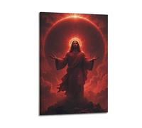 ZHANGJIENAN Figure In Red Robe With Celestial Background Wall Art, Epic Religious Decor For Home And Prayer Room Artistic Wall Mural Modern Hanging Decor Poster24x36inch(60x90cm)