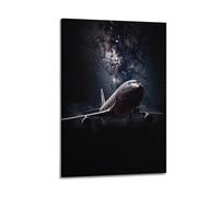 ZHANGJIENAN Galaxy Background Airplane Art Wall Art, Cosmic Aviation Decor for Living Room And Space Themed Bedroom Artistic Wall Mural Modern Hanging Decor Poster20x30inch(50x75cm)