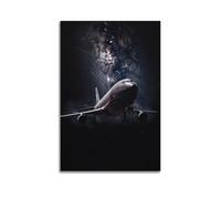 ZHANGJIENAN Galaxy Background Airplane Art Wall Art, Cosmic Aviation Decor for Living Room And Space Themed Bedroom Artistic Wall Mural Modern Hanging Decor Poster08x12inch(20x30cm)