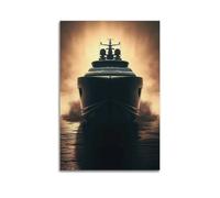 ZHANGJIENAN Luxury Yacht at Golden Hour Photography Wall Art, Elegant Nautical Decor for Living Room And Luxury Home Artistic Wall Mural Modern Hanging Decor Poster20x30inch(50x75cm)