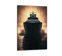 ZHANGJIENAN Luxury Yacht at Golden Hour Photography Wall Art, Elegant Nautical Decor for Living Room And Luxury Home Artistic Wall Mural Modern Hanging Decor Poster24x36inch(60x90cm)