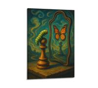 ZHANGJIENAN Surreal Caterpillar And Butterfly Wall Art, Whimsical Decor for Living Room And Kids Bedroom Artistic Wall Mural Modern Hanging Decor Poster12x18inch(30x45cm)