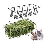 ZhangJJJJJJJ 2Pcs Rabbit hay Feeder, Metal Frame Hanging Hay Rack, for Small Animals Chinchillas Bunny (2pcs Black)