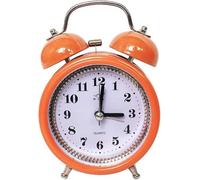 ZhangJJJJJJJ Twin Bell Alarm Clock Non Ticking, Retro Old Fashioned Bedside Alarm Clock, with Nightlight, for Bedrooms (Orange)