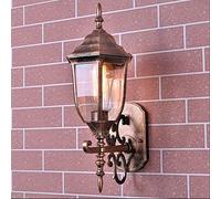 Zhangl Continental Patio Victoria Glass Outdoor Wall Lantern - Modern Antique Brass Outdoor Wall Mount Light - Garden Villa Lighting Fixtures - Aluminum Alloy Glass Exterior Landscape Lamp