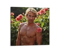 ZHANGLINGG Alan Rickman Poster Wall Art Canvas Aesthetic Music And Movie Decoration Living Room Bedroom 24x24inch(60x60cm) Frame-style