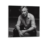 ZHANGLINGG Alan Rickman Poster Wall Art Canvas Aesthetic Music And Movie Decoration Living Room Bedroom 24x24inch(60x60cm) Frame-style