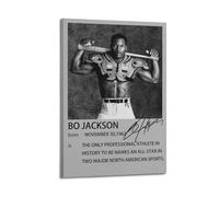 ZHANGLINGG Bo Jackson Vintage Signed Poster Wall Art Canvas Aesthetic Music And Movie Decoration Living Room Bedroom 12x18inch(30x45cm) Frame-style