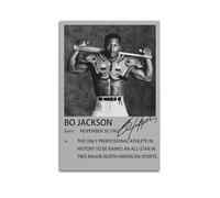 ZHANGLINGG Bo Jackson Vintage Signed Poster Wall Art Canvas Aesthetic Music And Movie Decoration Living Room Bedroom 16x24inch(40x60cm) Unframe-style