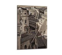 ZHANGLINGG M. C. Escher Painter's Work《Berween St.Peter And Sistine Chapel》Posters Wall Art Canvas Aesthetic Music And Movie Decoration Living Room Bedroom 24x36inch(60x90cm) Frame-style