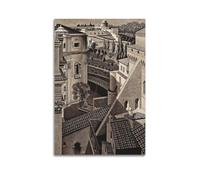 ZHANGLINGG M. C. Escher Painter's Work《Berween St.Peter And Sistine Chapel》Posters Wall Art Canvas Aesthetic Music And Movie Decoration Living Room Bedroom 12x18inch(30x45cm) Unframe-style