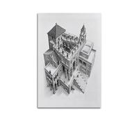 ZHANGLINGG M. C. Escher Painter's Work《Peddler Ascending And Descending》Posters Wall Art Canvas Aesthetic Music And Movie Decoration Living Room Bedroom 16x24inch(40x60cm) Unframe-style