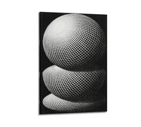 ZHANGLINGG M. C. Escher Painter's Work《Three Spheres 1》Posters Wall Art Canvas Aesthetic Music And Movie Decoration Living Room Bedroom 08x12inch(20x30cm) Frame-style