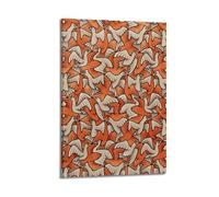 ZHANGLINGG M. C. Escher Painter's Work《Twelve Birds》Posters Wall Art Canvas Aesthetic Music And Movie Decoration Living Room Bedroom 12x18inch(30x45cm) Frame-style