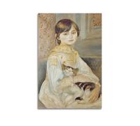 ZHANGLINGG Pierre Auguste Renoir Famous Paint (Child with Cat) Wall Art Canvas Aesthetic Music And Movie Decoration Living Room Bedroom 24x36inch(60x90cm) Unframe-style