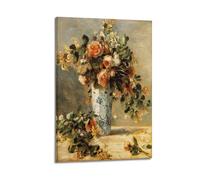ZHANGLINGG Pierre Auguste Renoir Famous Paint (Roses And Jasmine in A Delft Vase) Wall Art Canvas Aesthetic Music And Movie Decoration Living Room Bedroom 08x12inch(20x30cm) Frame-style