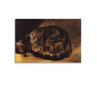 ZHANGLINGG Pierre Auguste Renoir Famous Paint (Sleeping Cat) Wall Art Canvas Aesthetic Music And Movie Decoration Living Room Bedroom 20x30inch(50x75cm) Unframe-style