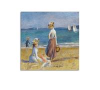 ZHANGLINGG Pierre Auguste Renoir Paintings (Figures on The Beach) Wall Art Canvas Aesthetic Music And Movie Decoration Living Room Bedroom 24x24inch(60x60cm) Unframe-style