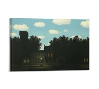 ZHANGLINGG Rene Magritte Painting Poster The Empire of Light II Wall Art Canvas Aesthetic Music And Movie Decoration Living Room Bedroom 16x24inch(40x60cm) Frame-style