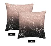 ZhanGM 24"x24" Imitation Linen Pillowcase - 2 Sets, Soft & Breathable, Marble Color Rose Gold Print Memory Huggable, Home Decoration