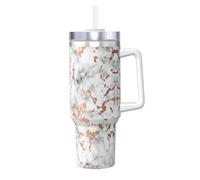 ZhanGM 40OZ Vacuum Insulated Tumbler - Marble Texture Copper Splatter Full Print, Hot & Cold Coffee Travel Sports Water Bottle, Gym & Office Use