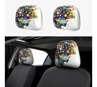 ZhanGM Artificial Intelligence Brain Print Car Headrest Cover Set - 2 Pcs Elastic Breathable Protector for SUV Trucks Vans - Front Seat Head Rest