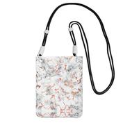 ZhanGM Black Carry Mobile Phone Bag – Marble Texture Copper Splatter Print Crossbody Purse, Strap, Lightweight, Ideal for Commuting and Shopping