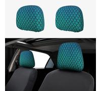 ZhanGM blue fish scale Print Car Headrest Cover Set - 2 Pcs Elastic Breathable Protector for SUV Trucks Vans - Front Seat Head Rest