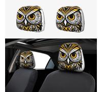 ZhanGM Cute Owl pattern Print Car Headrest Cover Set â€“ 2 Pcs Elastic Breathable Protector for SUV Trucks Vans â€“ Front Seat Head Rest